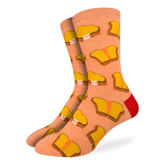 "Grilled Cheese" Crew Socks by Good Luck Sock - Large