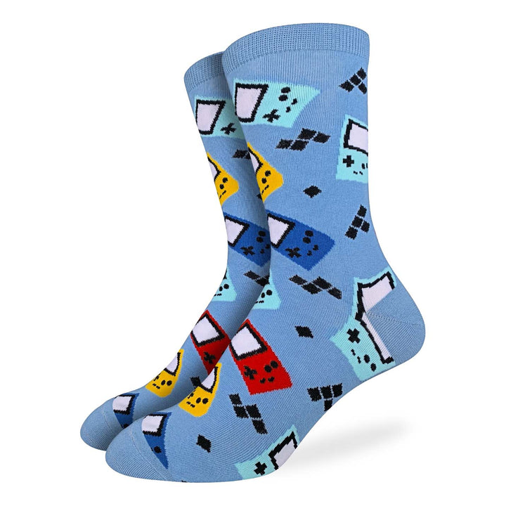 "Handheld Game Console" Crew Socks by Good Luck Sock - Large