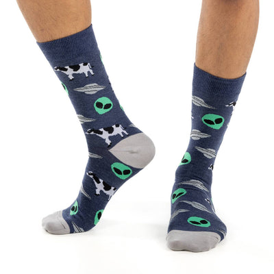 funky animal socks with cows and aliens 