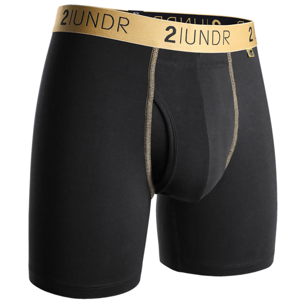 2UNDR Swing Shift 6 Boxer Brief - Black w/ Gold