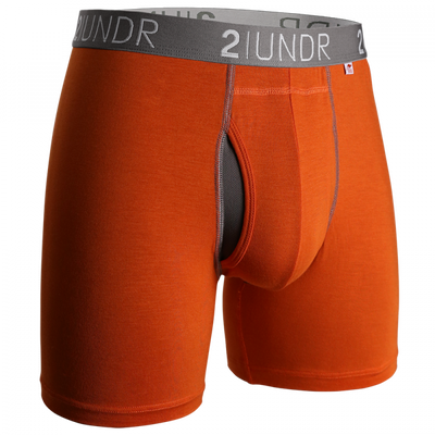 2UNDR Swing Shift 6" Boxer Brief - Orange/Grey
