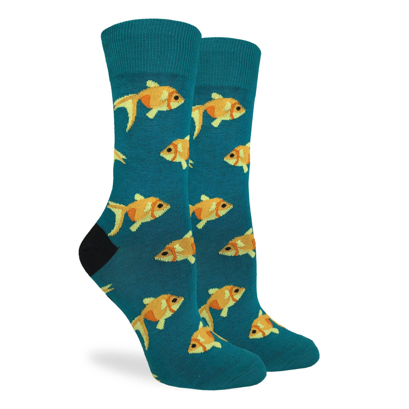 "Goldfish" Cotton Crew Socks by Good Luck Sock - Medium