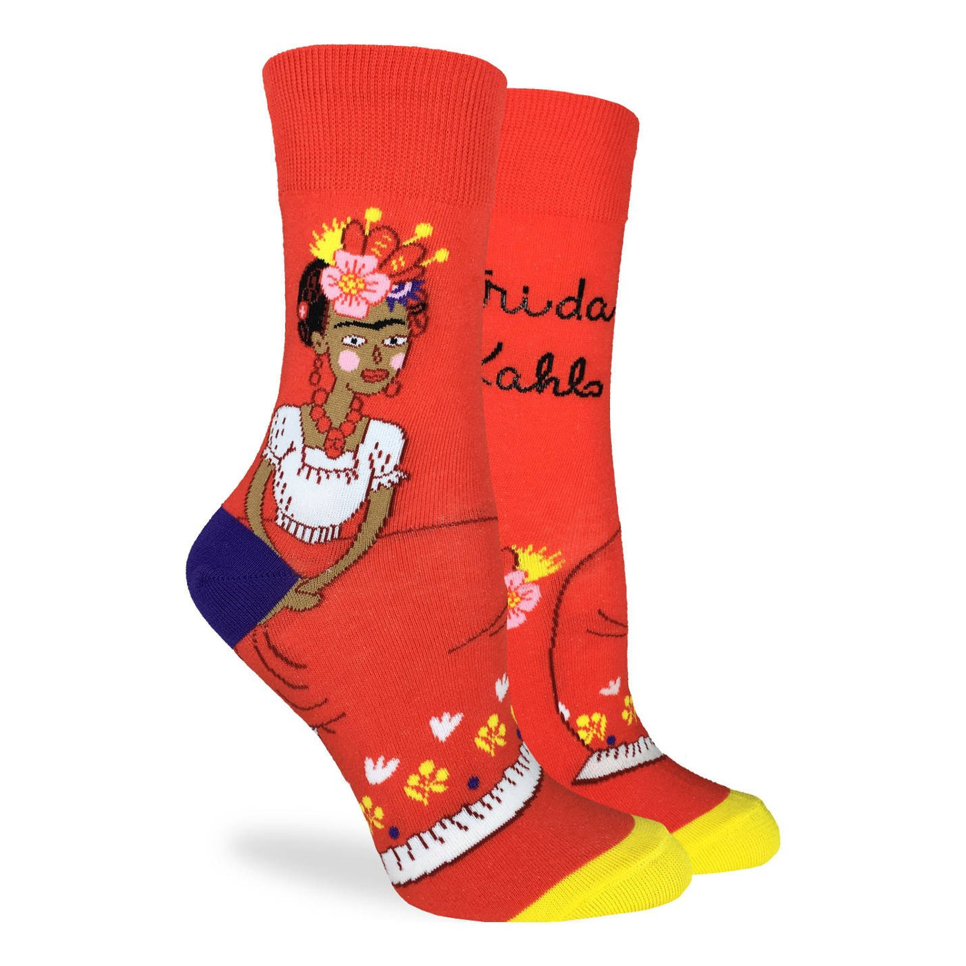 "Frida Kahlo" Cotton Crew Socks by Good Luck Sock - Medium