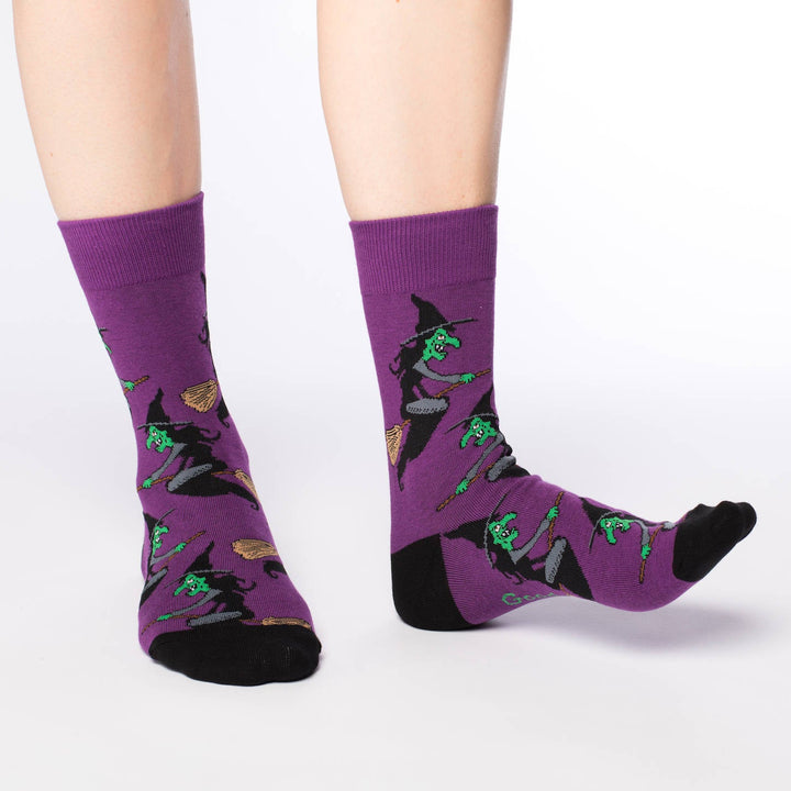 "Witch" Crew Socks by Good Luck Sock - Medium - SALE