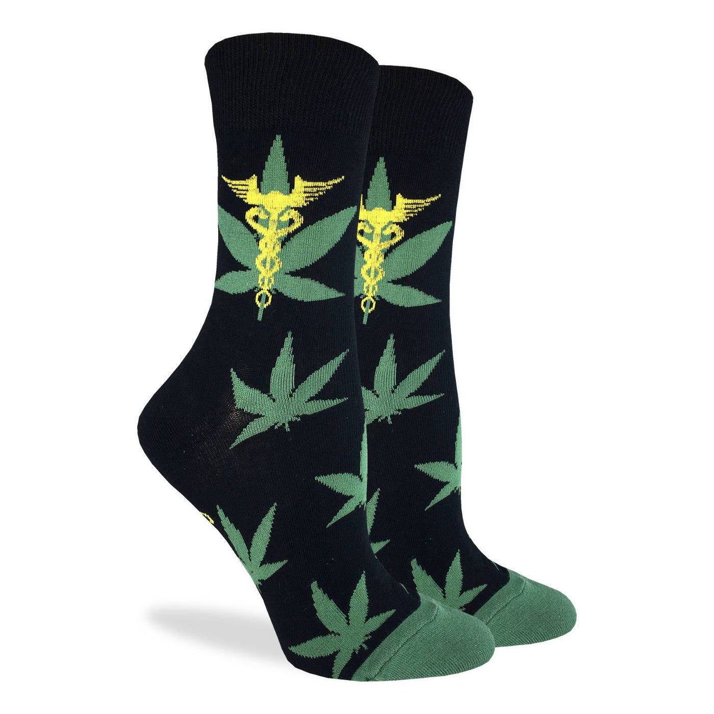 "Marijuana Leaf" Cotton Crew Socks by Good Luck Sock