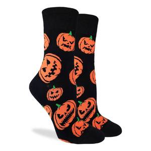 "Halloween Pumpkins" Cotton Crew Socks by Good Luck Sock - SALE