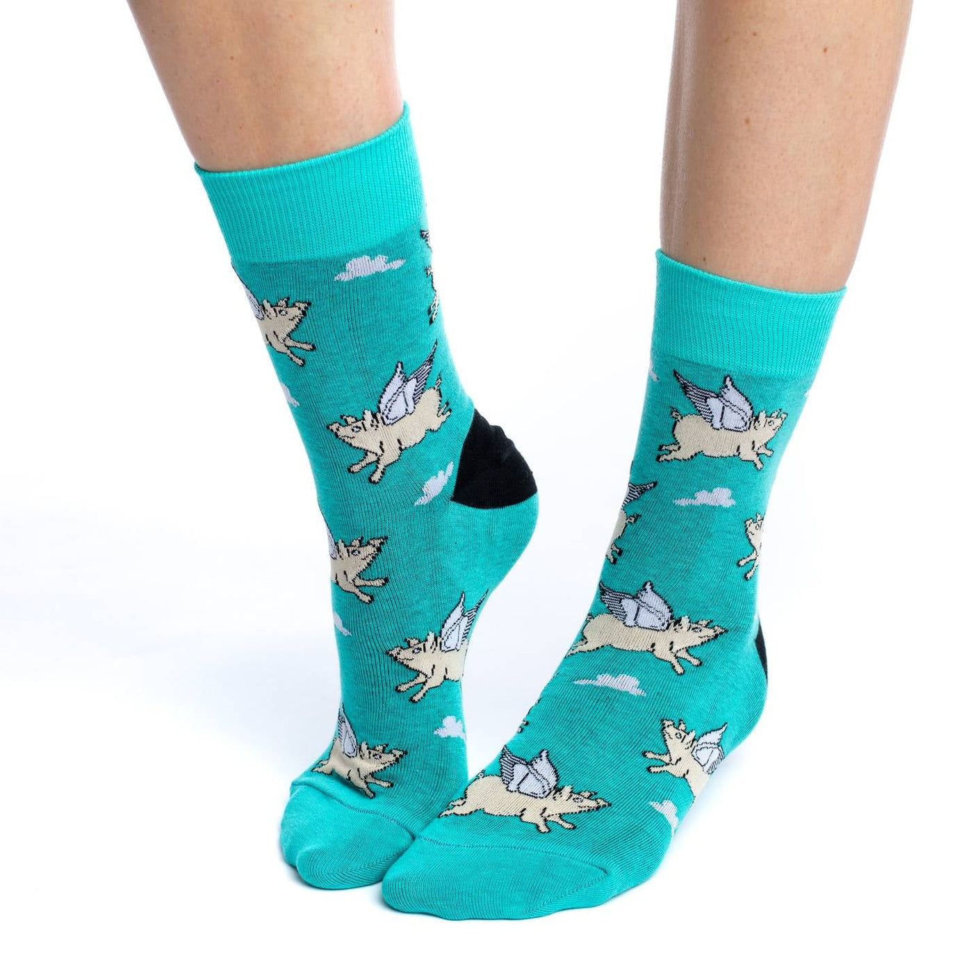“Flying Pigs" Cotton Crew Socks by Good Luck Sock