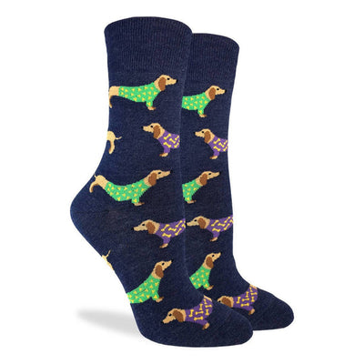 "Wiener Dog" Cotton Crew Socks by Good Luck Sock