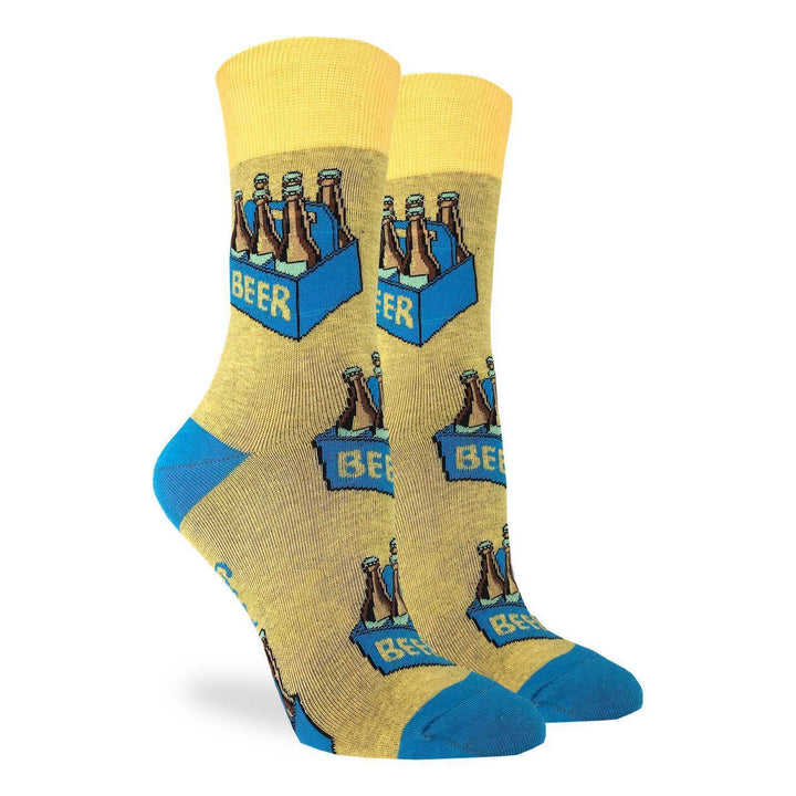 "Six Pack Beer" Cotton Crew Socks by Good Luck Sock