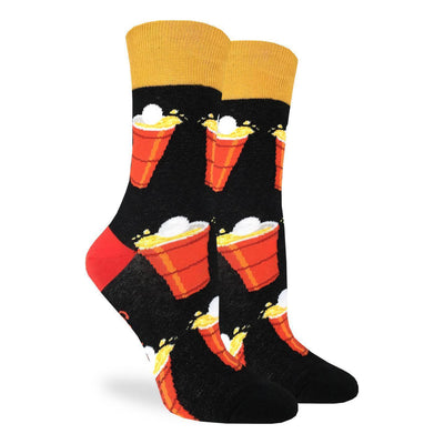"Beer Pong" Cotton Crew Socks by Good Luck Sock
