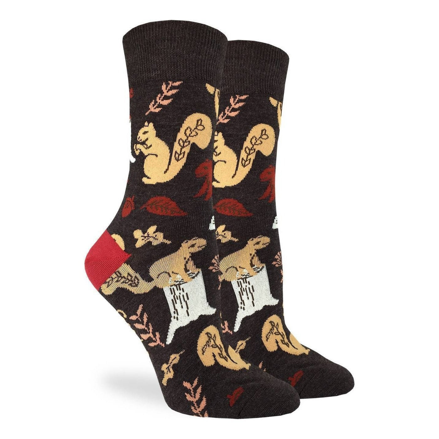 "Woodland Squirrel" Cotton Crew Socks by Good Luck Sock