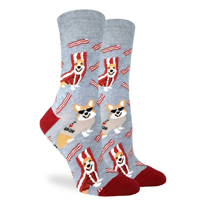 animal socks with corgi and bacon graphics