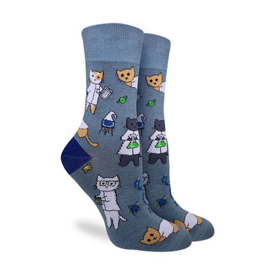 "Science Cats" Cotton Crew Socks by Good Luck Sock