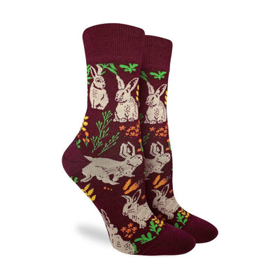 "Woodland Bunnies" Cotton Crew Socks by Good Luck Sock