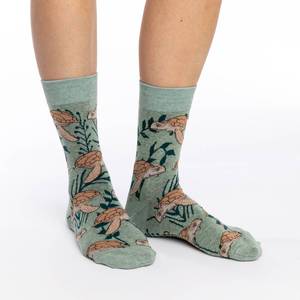 "Sea Turtle" Cotton Crew Socks by Good Luck Sock