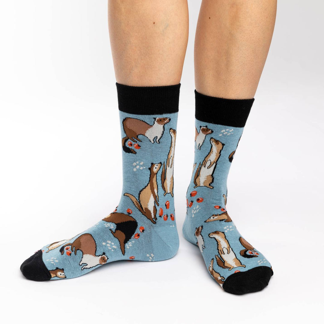 "Ferrets" Cotton Crew Socks by Good Luck Sock