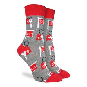 "Real Estate" Cotton Crew Socks by Good Luck Sock