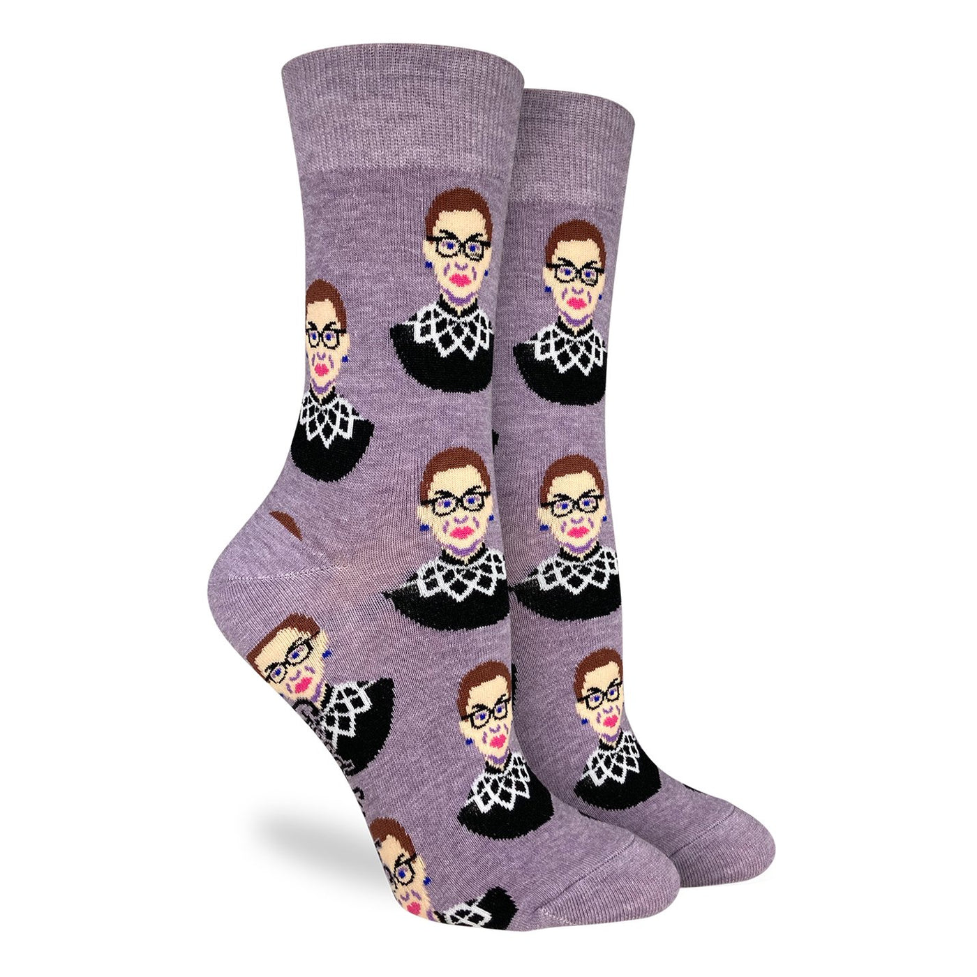 "Ruth Bader Ginsburg" Cotton Crew Socks by Good Luck Sock - Medium