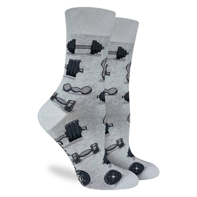 "Weights & Dumbbells" Cotton Crew Socks by Good Luck Sock