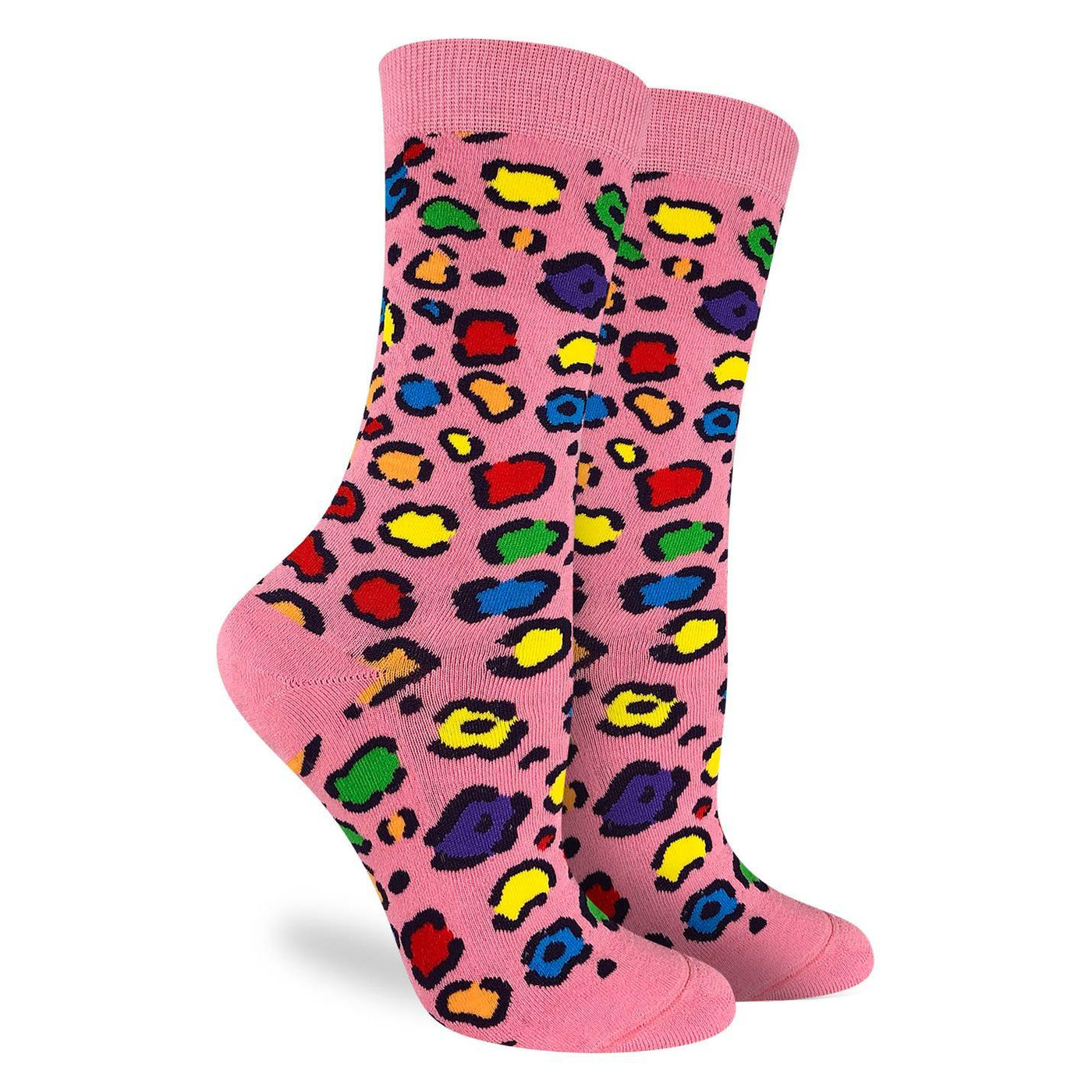 Leopard Rainbow Print Socks" Crew Socks by Good Luck Sock - Medium - SALE