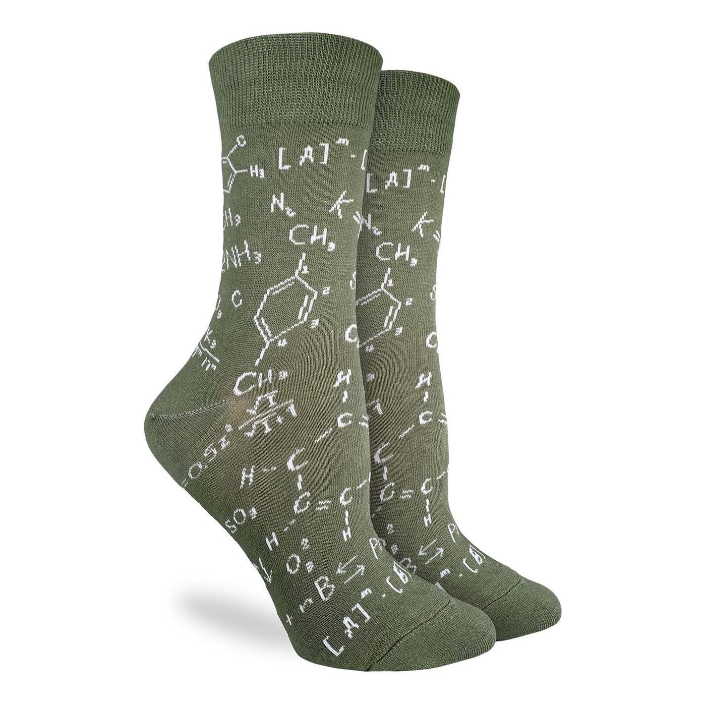 "Chemistry Formulas" Cotton Crew Socks by Good Luck Sock