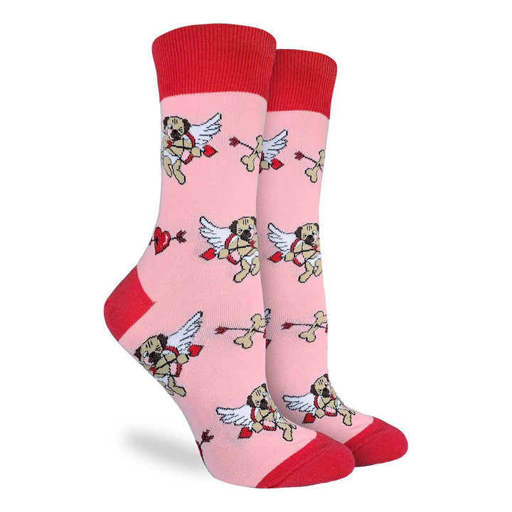 Chaussettes mi-mollet « Cupidon Pugs » de Good Luck Sock 