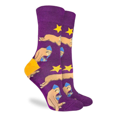"Sleepy Sloth" Cotton Crew Socks by Good Luck Sock - SALE