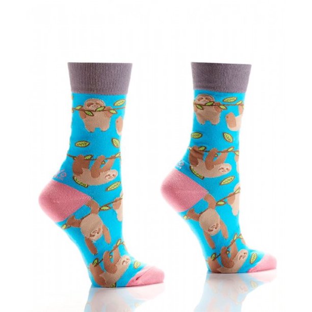 "Sloths" Cotton Dress Crew Socks by YO Sox - Medium