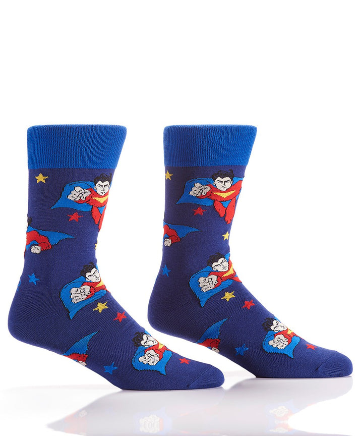 "Superhero" Cotton Dress Crew Socks by YO Sox - Large