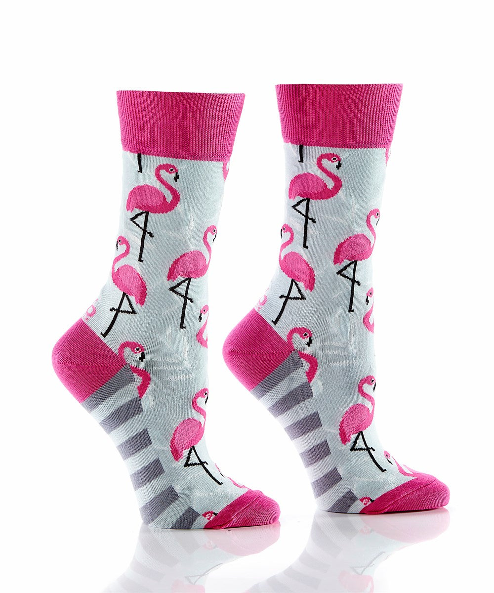 "Flamingo Friends" Dress Crew Socks by YO Sox - Medium