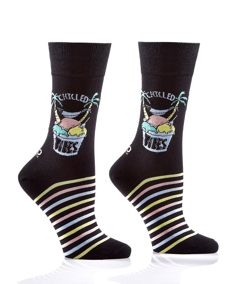 "Chilled Vibes" Cotton Crew Socks by YO Sox - Medium