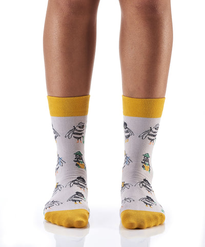 "The BeeHive" Cotton Dress Crew Socks by YO Sox - Medium