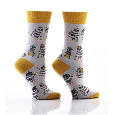 "The BeeHive" Cotton Dress Crew Socks by YO Sox - Medium