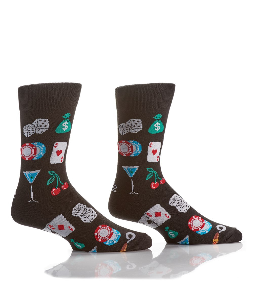"The Gambler" Cotton Dress Crew Socks by YO Sox - Large