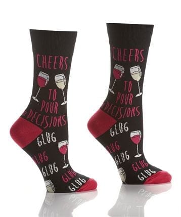 “Pour Decisions” Cotton Dress Crew Socks by YO Sox - Medium