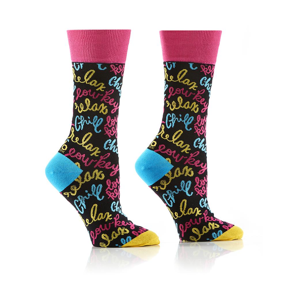 "Chill Out" Cotton Dress Crew Socks by YO Sox - Medium - SALE