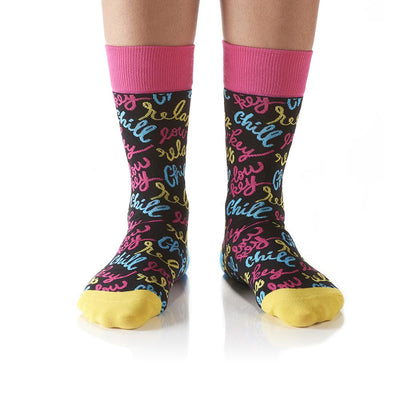 "Chill Out" Cotton Dress Crew Socks by YO Sox - Medium - SALE