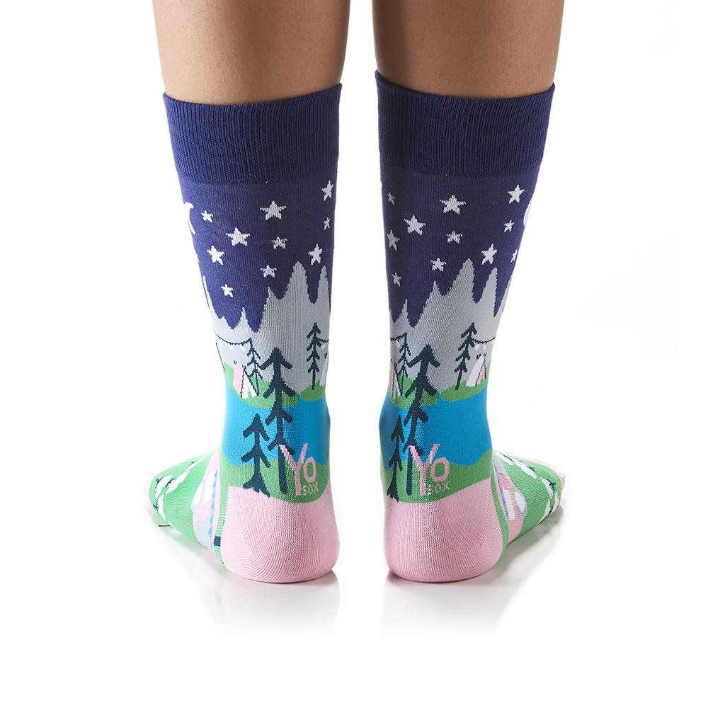 "Glamping" Cotton Dress Crew Socks by YO Sox - Medium