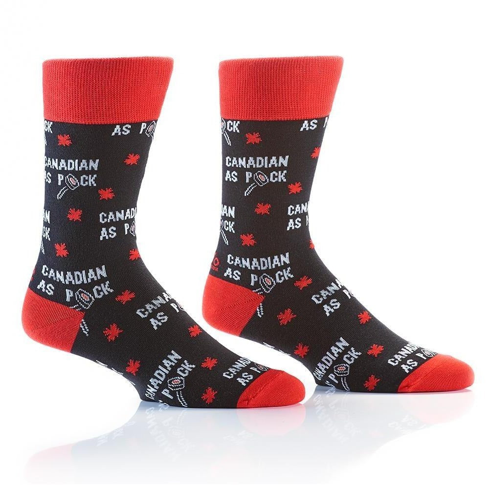 "Canadian As Puck" Cotton Crew Socks by YO Sox - Large