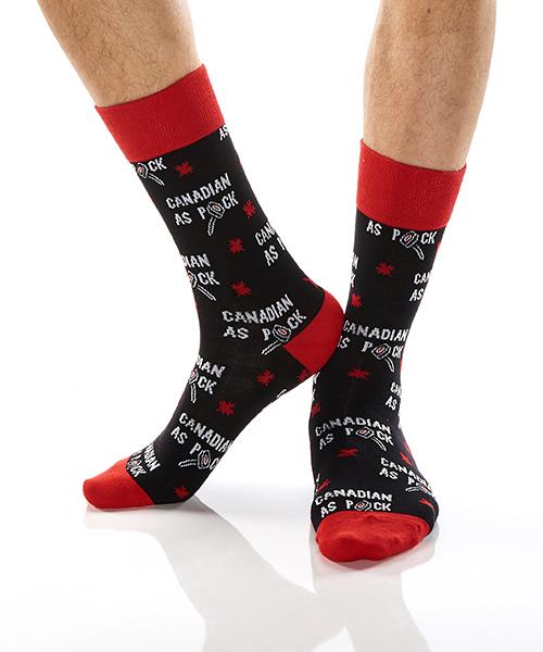 "Canadian As Puck" Cotton Crew Socks by YO Sox - Large