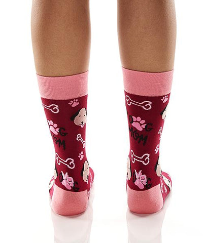 "Dog Mom" Cotton Dress Crew Socks by YO Sox - Medium