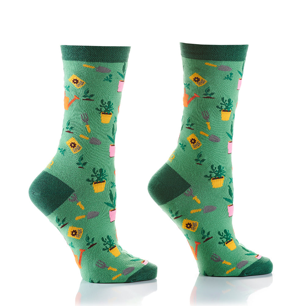 "Gardener" Cotton Dress Crew Socks by YO Sox - Medium