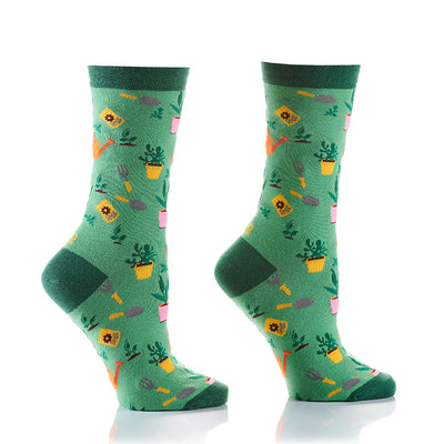 "Gardener" Cotton Dress Crew Socks by YO Sox - Medium