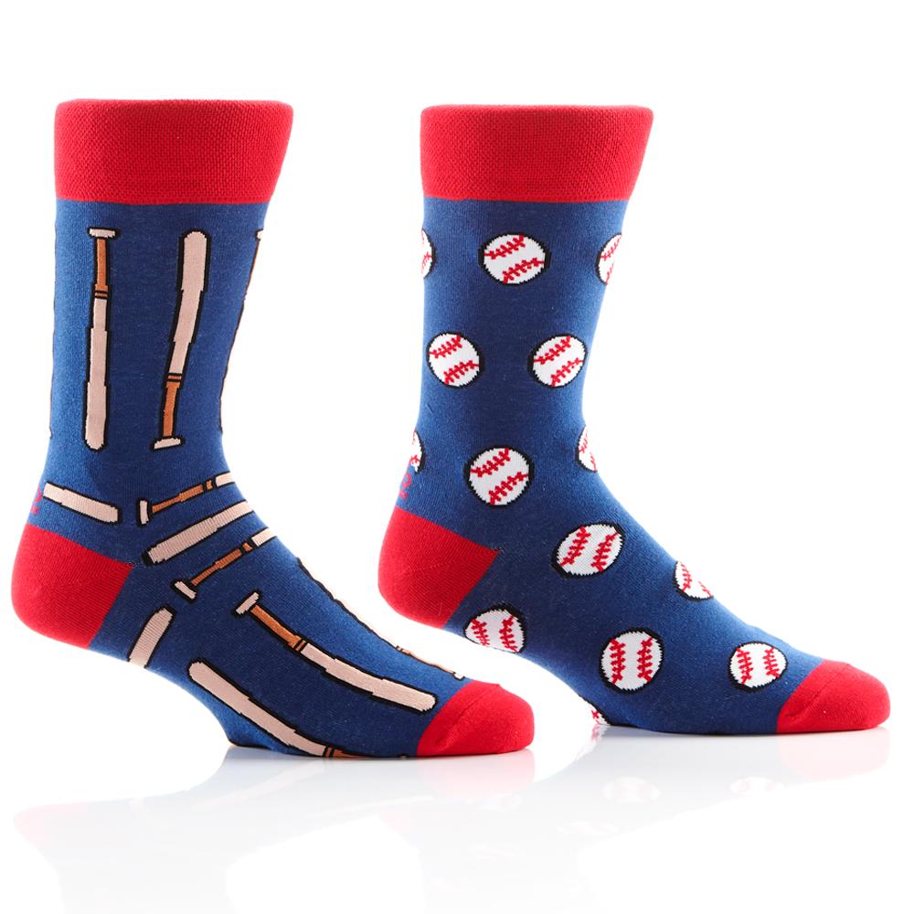 "Balls And Bats" Cotton Dress Crew Socks by YO Sox - Large