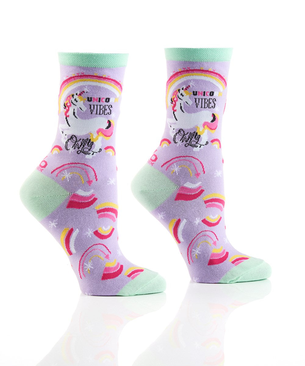 "Unicorn Vibes" Cotton Dress Crew Socks by YO Sox