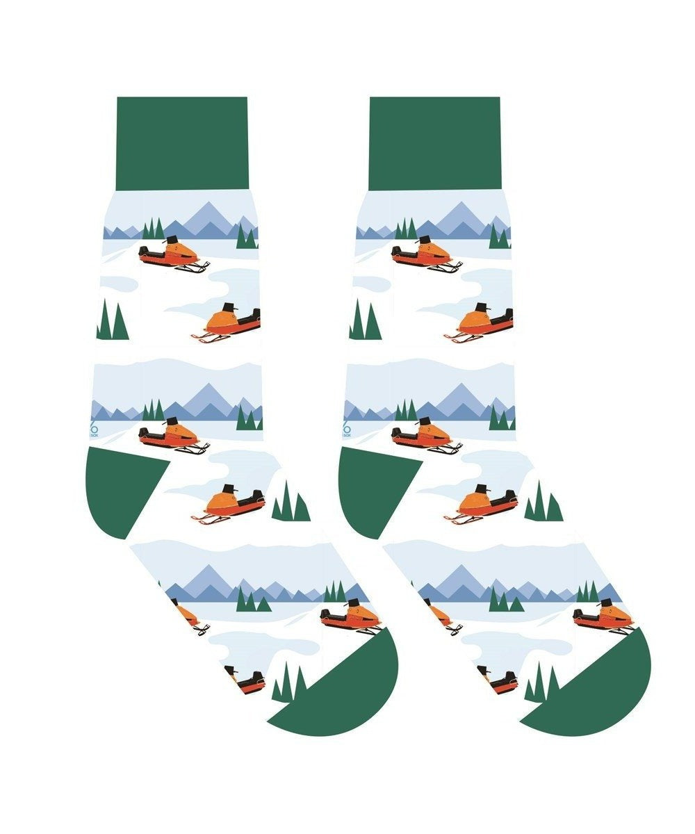 "Snow Trails" Cotton Dress Crew Socks by YO Sox - Large