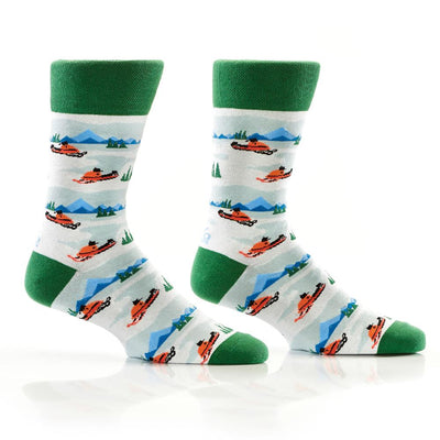 "Snow Trails" Cotton Dress Crew Socks by YO Sox - Large
