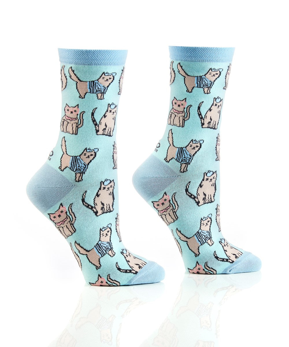light blue animal socks with cats