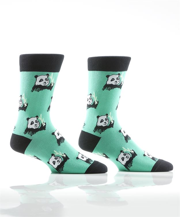 "Grand Panda" Cotton Dress Crew Socks by YO Sox -Large