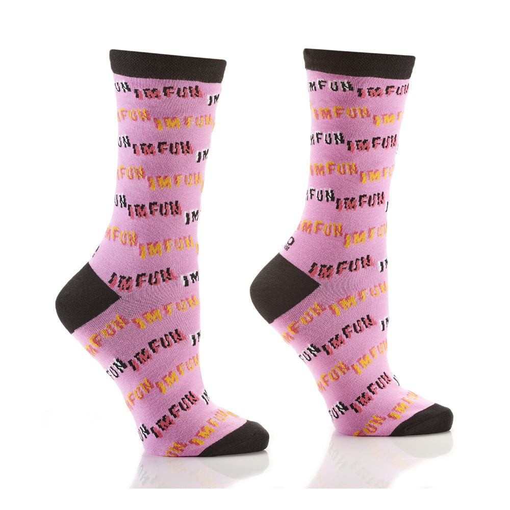 "I'm Fun" Cotton Dress Crew Socks by YO Sox -Medium - SALE